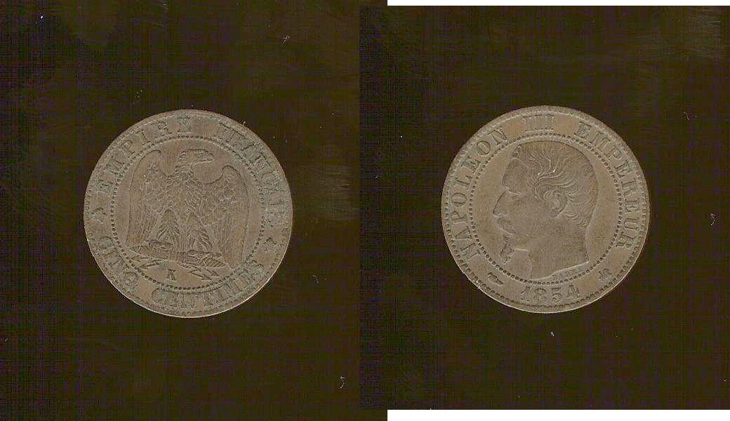 5 centimes Napoleon III 1854K gVF
